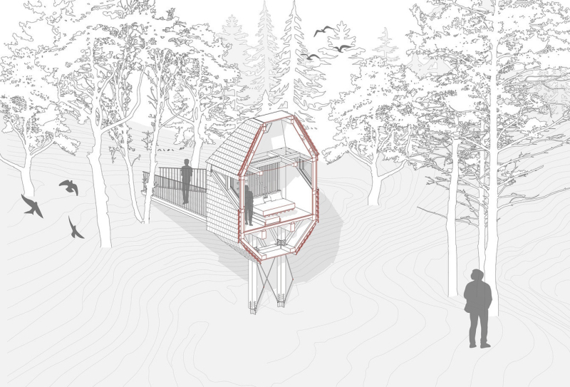 Домик-ящик на дереве TreeBOX Cabin в Альпизелле, Италия