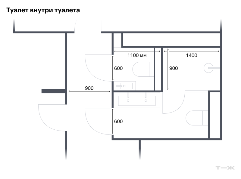 Как втиснуть два санузла в трешку, если по проекту он всего один