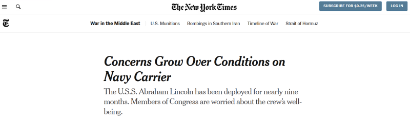 «ВМС США всё равно»: западные СМИ — о бедственном положении авианосца USS Abraham Lincoln