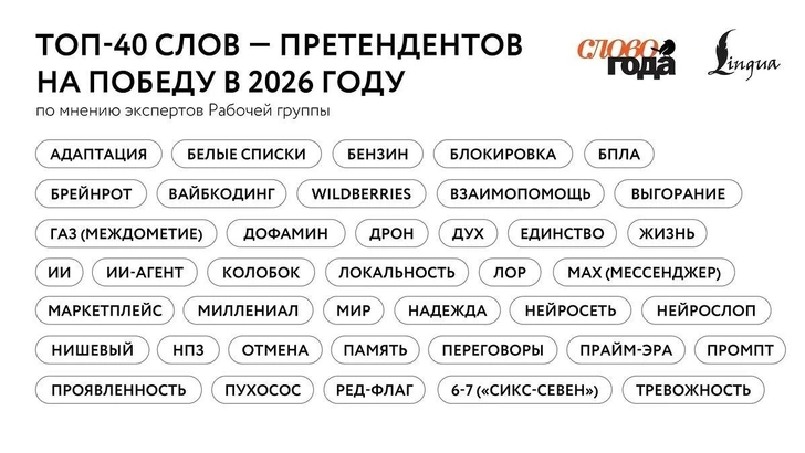 Названы 40 главных слов 2026 года — в списке наши боли и радости последних нескольких месяцев